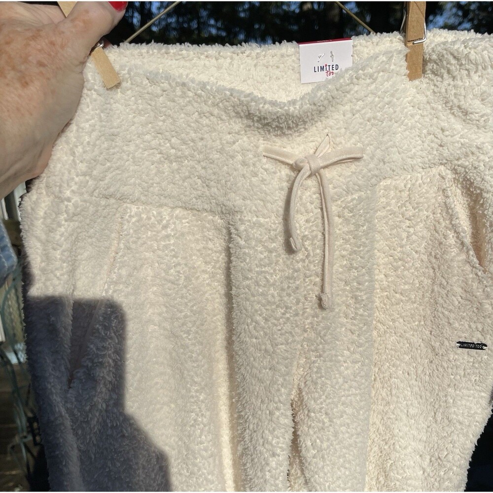 Limited Too Girls Jogger Style Fleece Pants Cream 451606 Size L (12-14) NWT